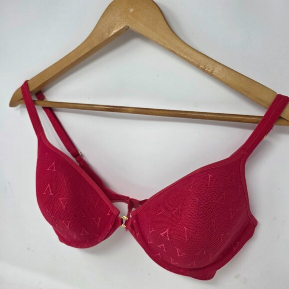Victoria's Secret Red V Pattern Lined Underwire Bra Women's 34D - Picture 2 of 4